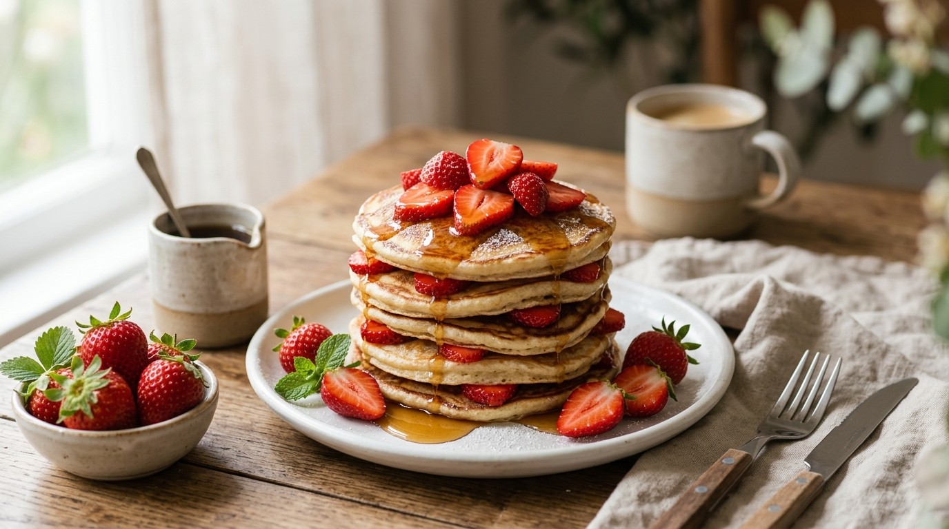 Zomerse Aardbeien-pannenkoeken