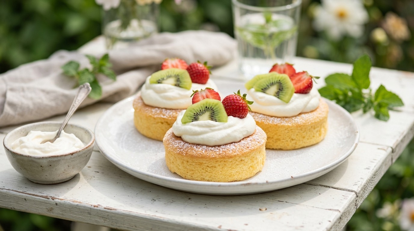 Zomerse Eierkoek met Kiwi en Aardbeien