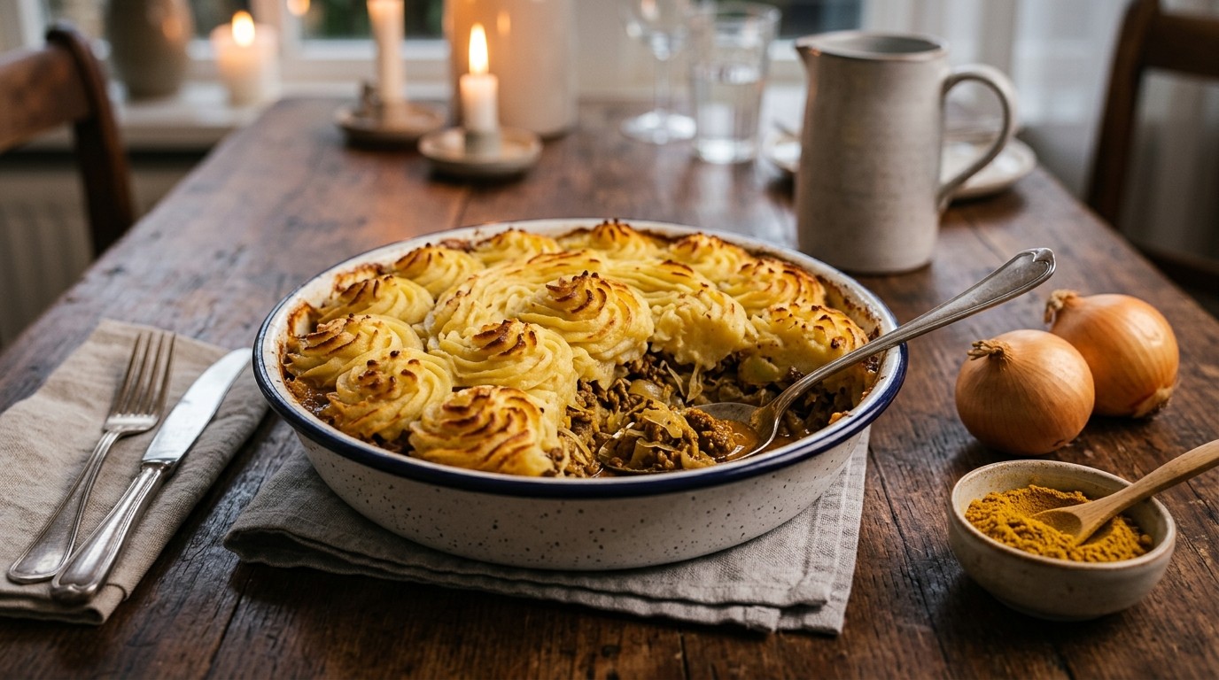 Zuurkool Ovenschotel met Kerrie en ui