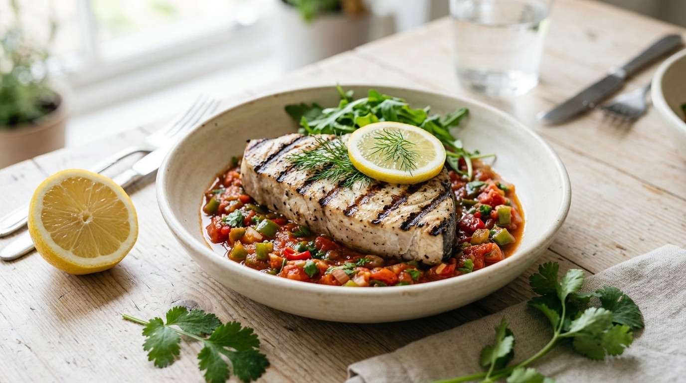 Zwaardvis met Salsa Rossa