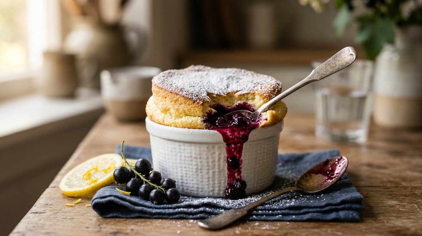 Zwarte Bessen-citroensoufflé's