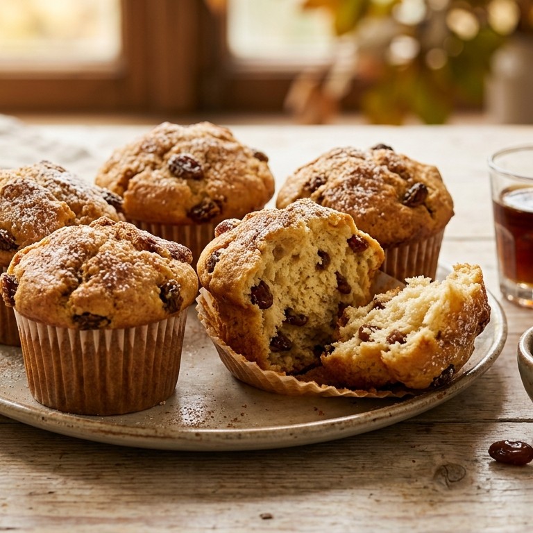 "dronken" muffins met rumrozijnen