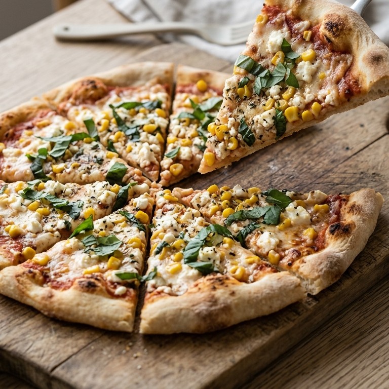 "light" pizza met feta en mais