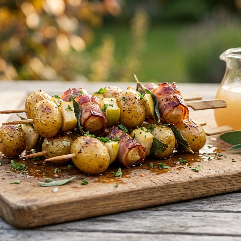 Aardappel/appelspiesjes met spek