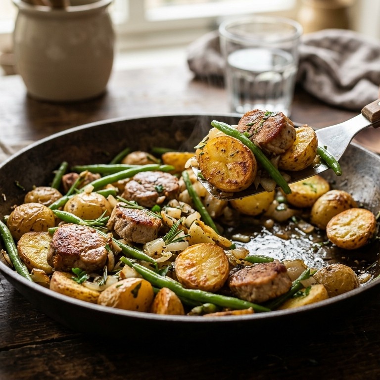 Aardappel-bonenvleespannetje
