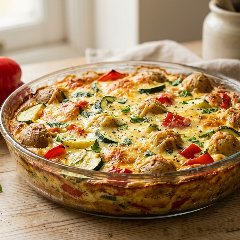 Aardappel courgette schotel