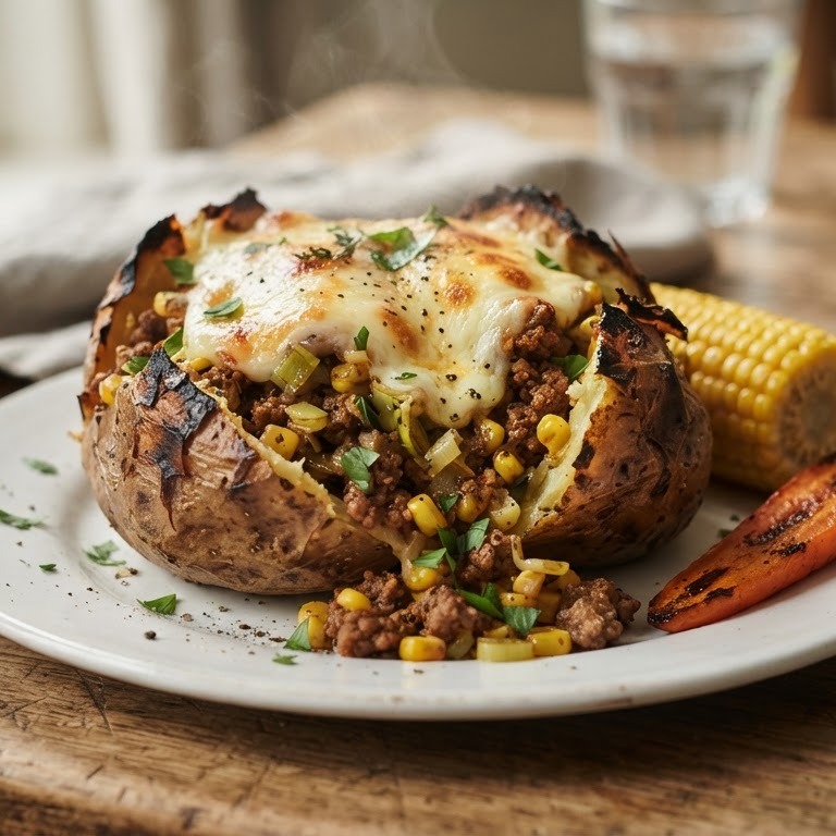 Aardappel gevuld met gehakt