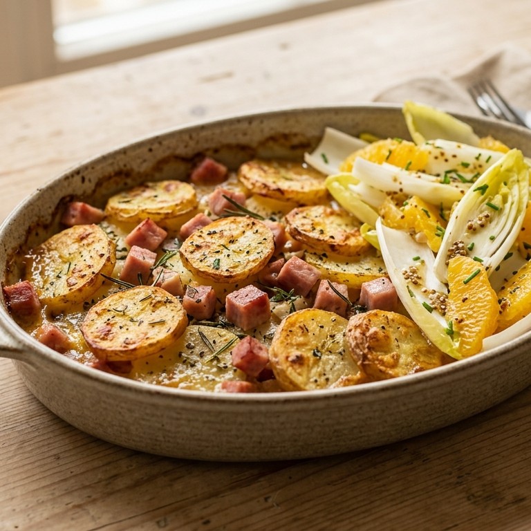 Aardappel-hamschotel