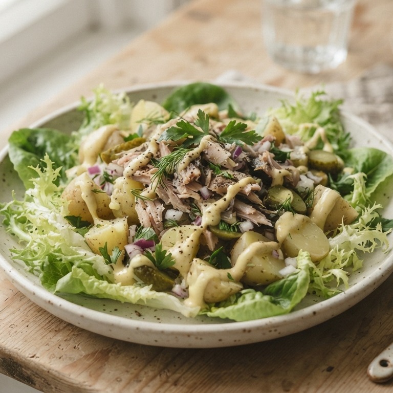 Aardappel - makreelslaatje met mosterdsaus
