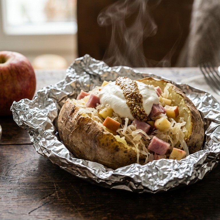 Aardappel met zuurkool en ham