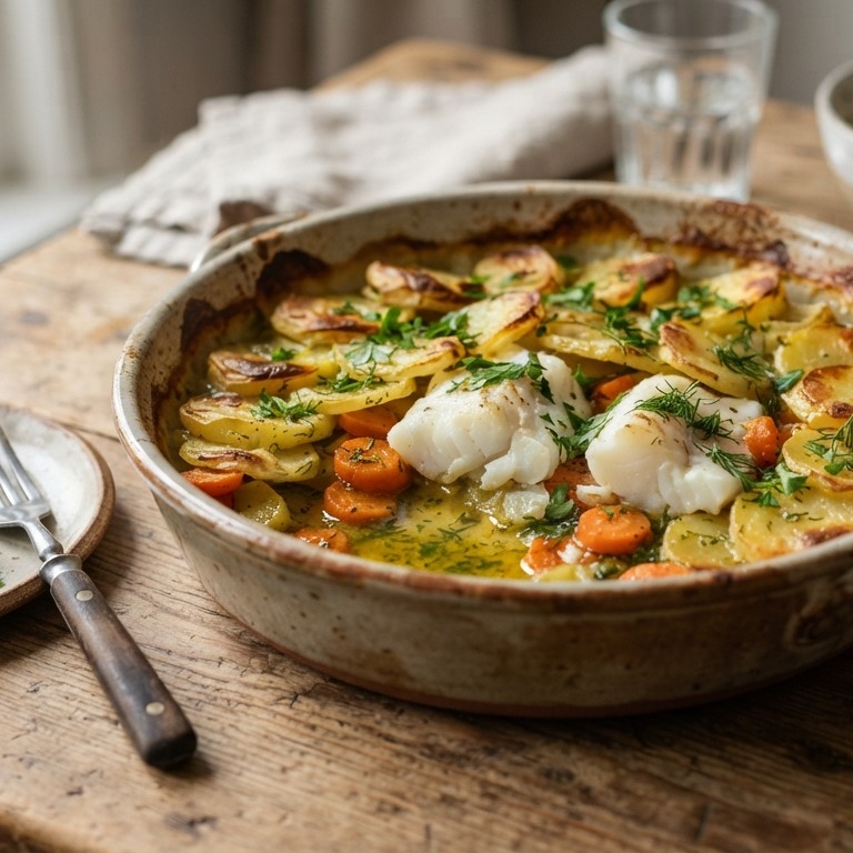 Aardappel-ovenschotel met kabeljauw