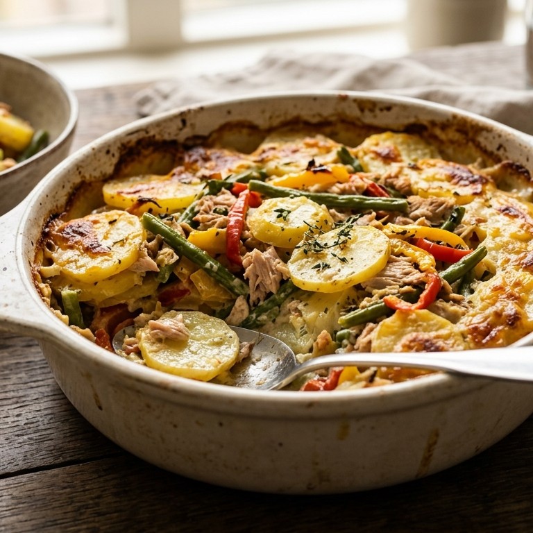 Aardappel-tonijn ovenschotel