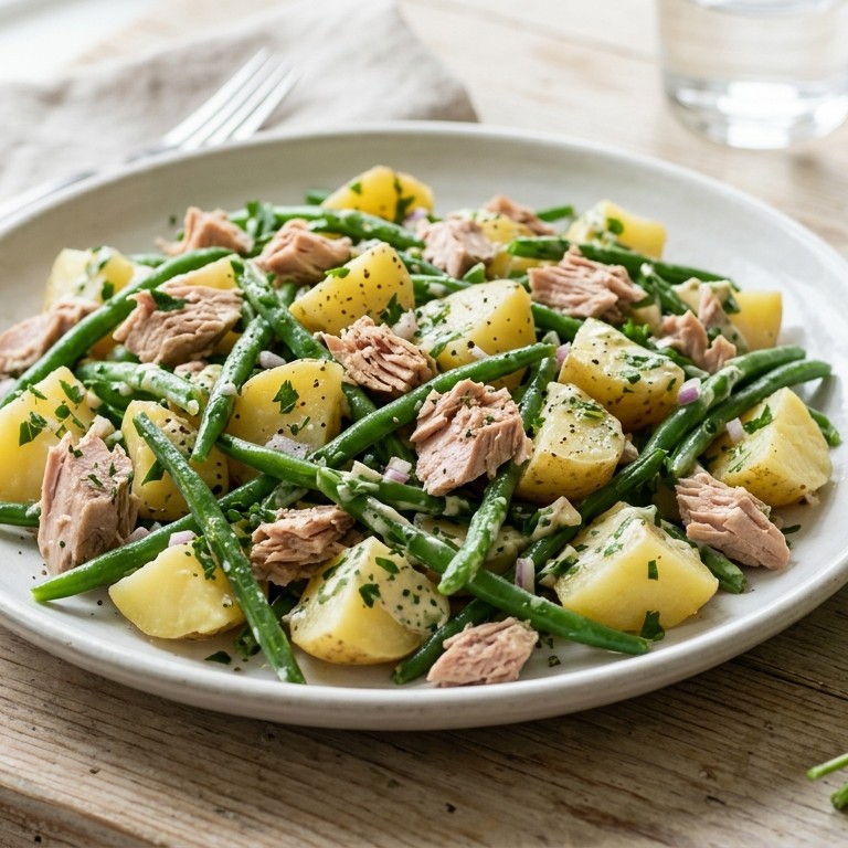 Aardappel-tonijnsalade met haricots verts