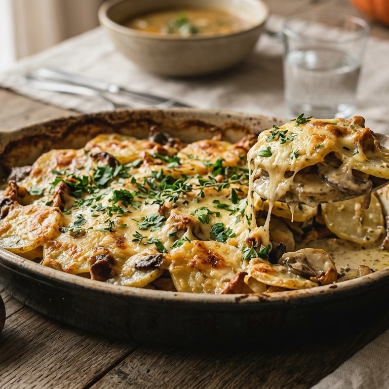 Aardappelchampignongratin