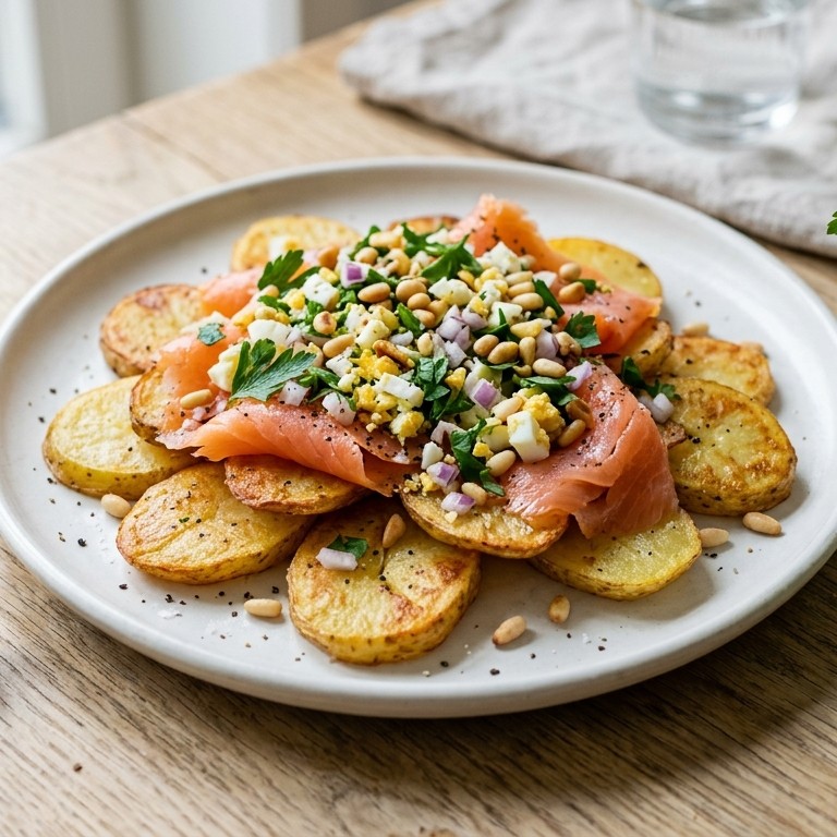 Aardappelen met gerookte zalm