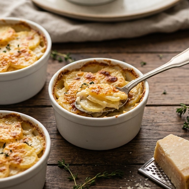 Aardappelgratin in1 persoonsovenschaaltjes