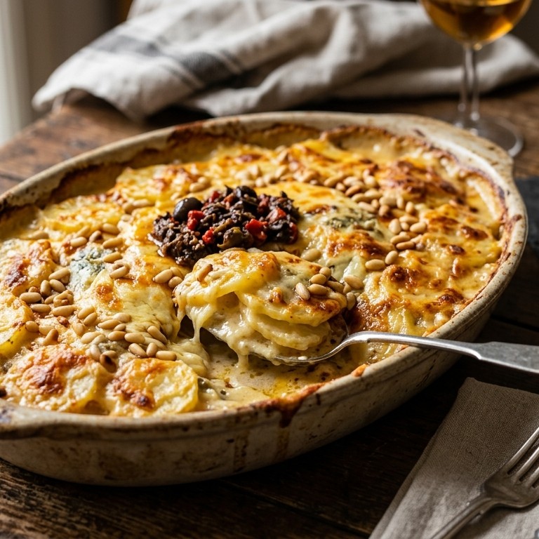 Aardappelgratin met pittige kaas