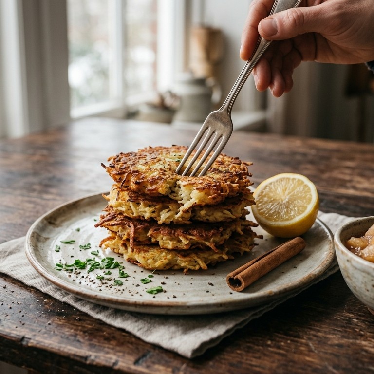 Aardappelkoekjes met appelcompote