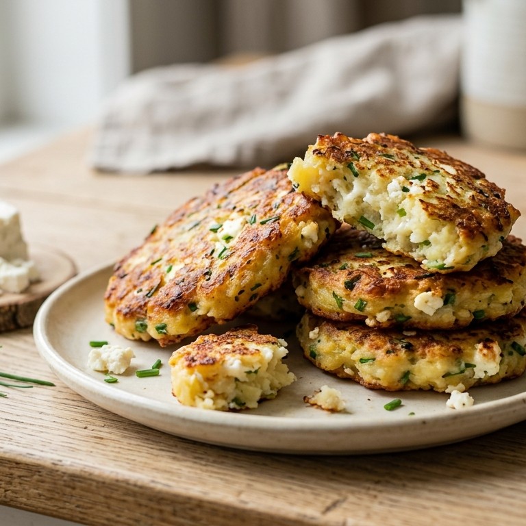 Aardappelkoekjes met bieslook en feta