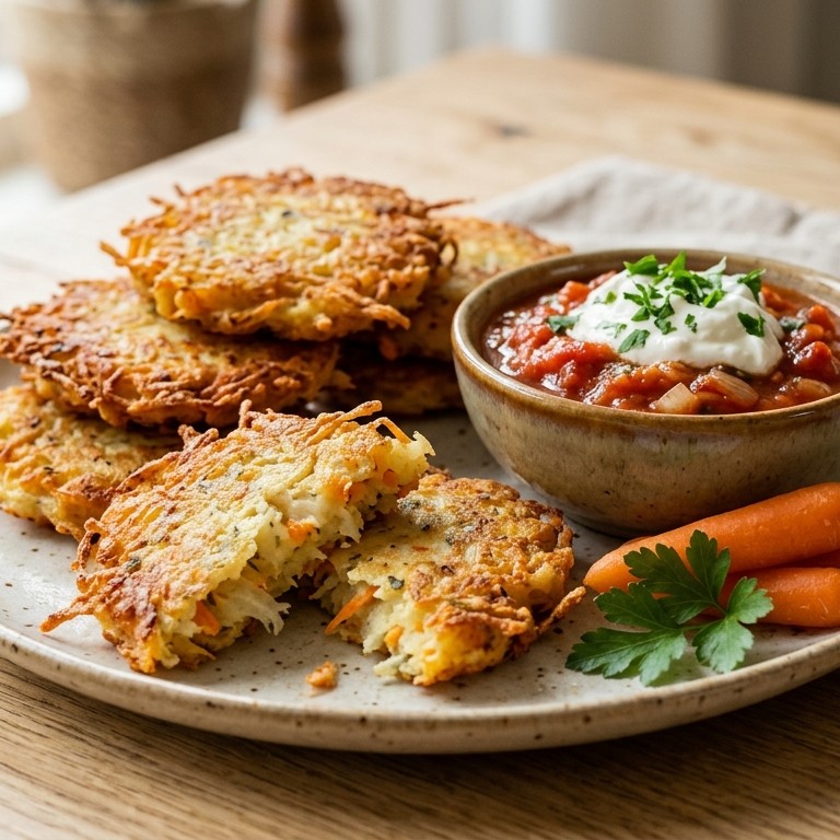 Aardappelkoekjes met tomatendip