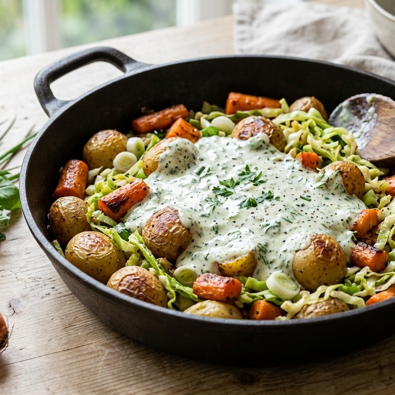 Aardappelpannetje met kruidensaus
