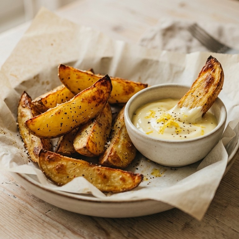 Aardappelpartjes met citroenmayonaise