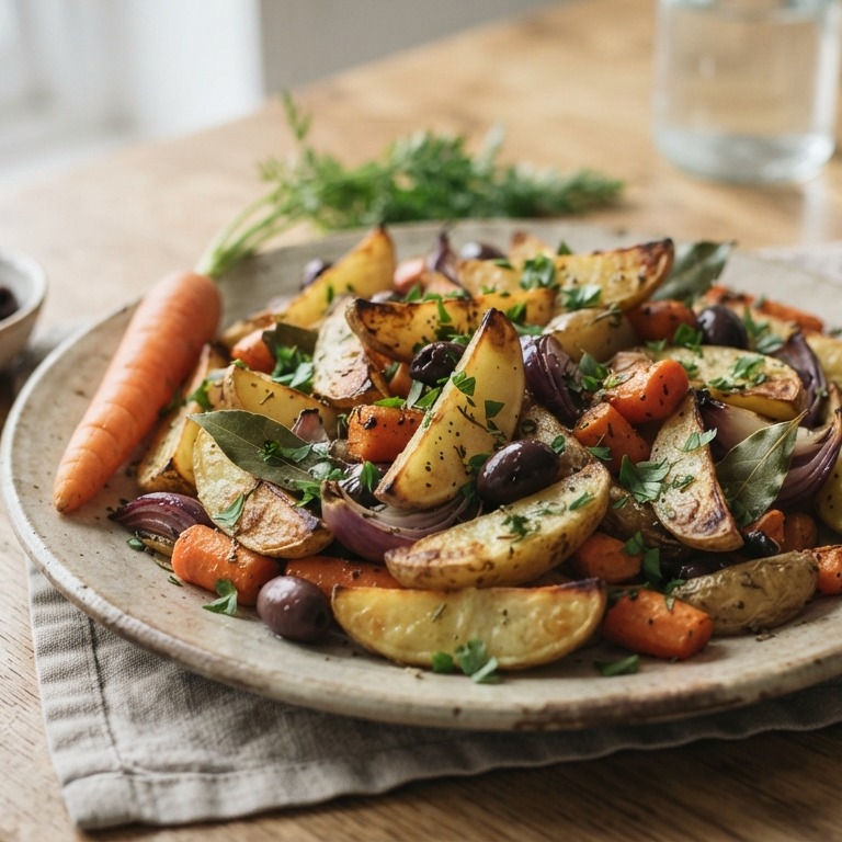 Aardappelpartjes met groenten uit de oven