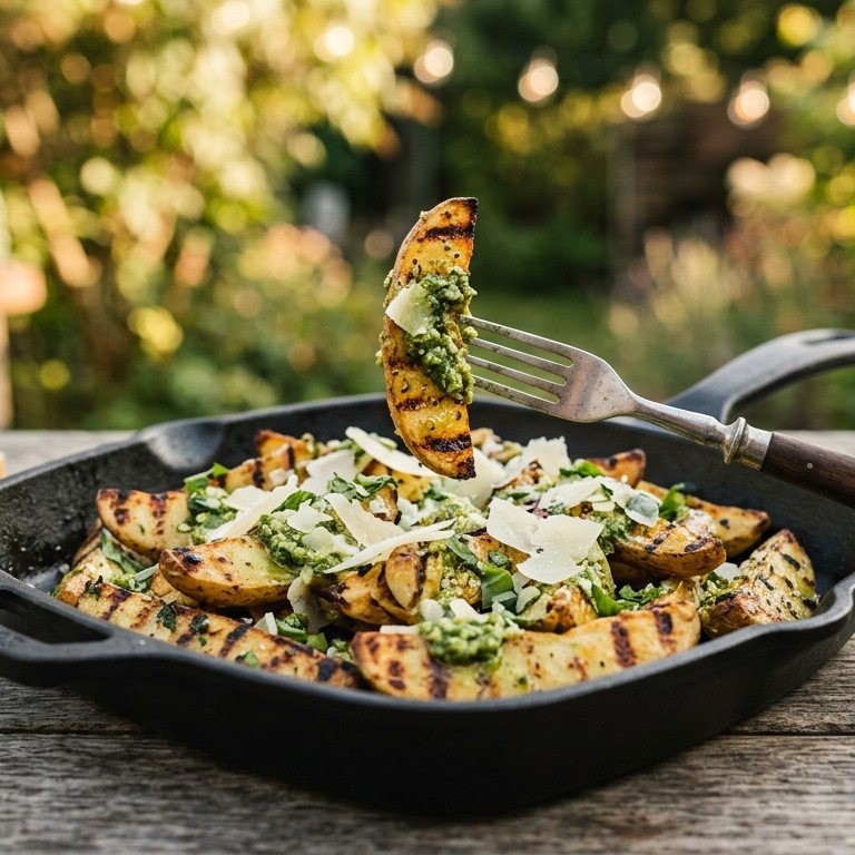 Aardappelpartjes met pesto op de barbecue