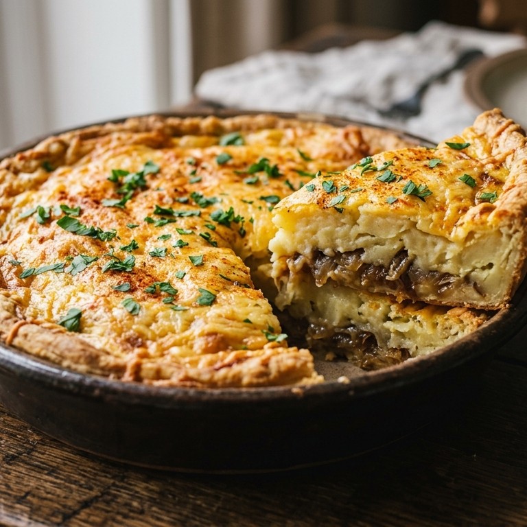 Aardappelpie met uien