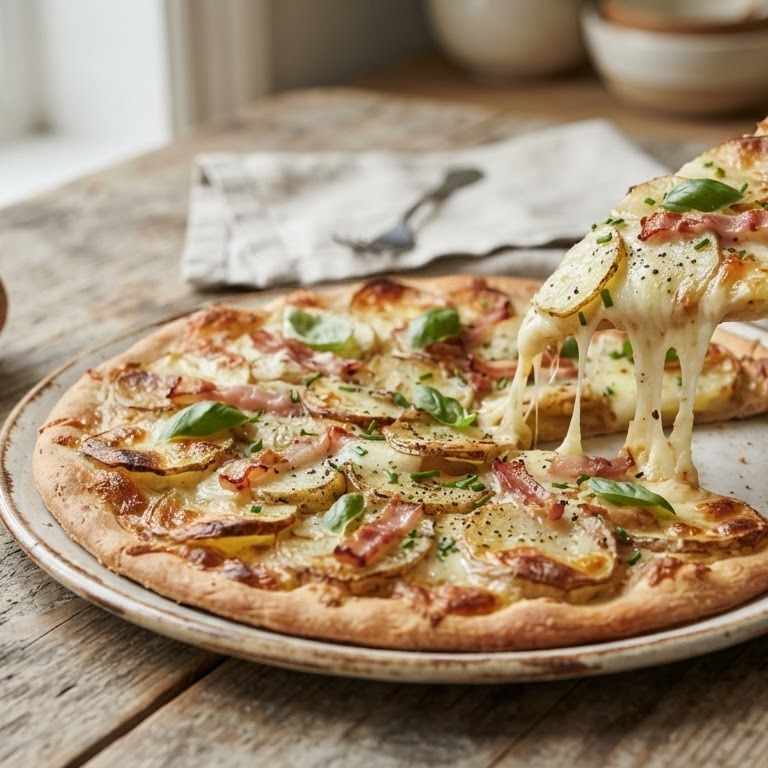 Aardappelpizza met prima Donna maturo