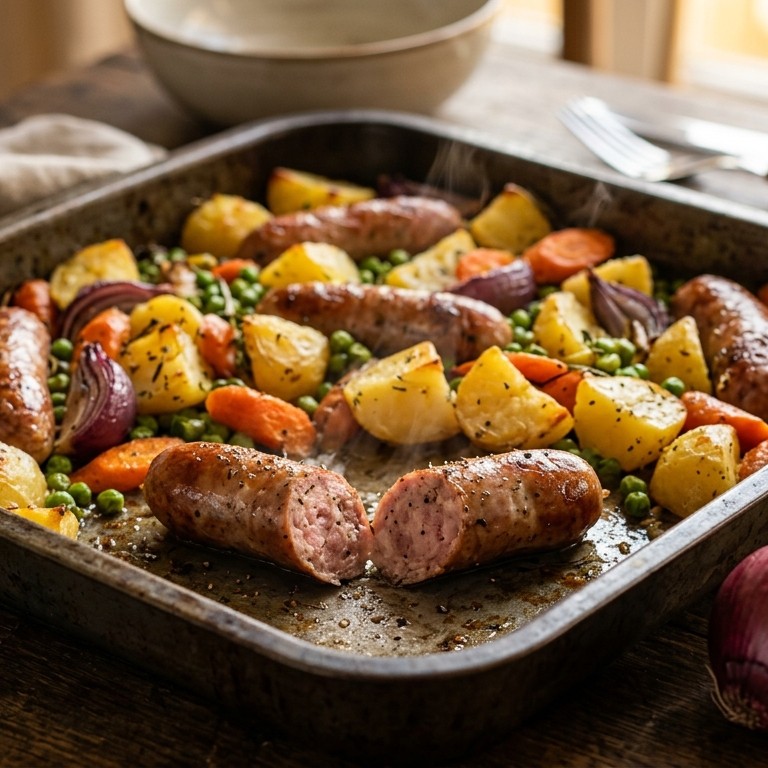 Aardappelpot met saucijzen en groenten