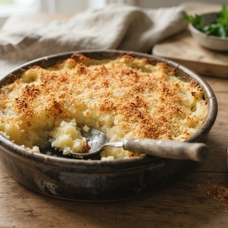 Aardappelpuree met een bruin korstje