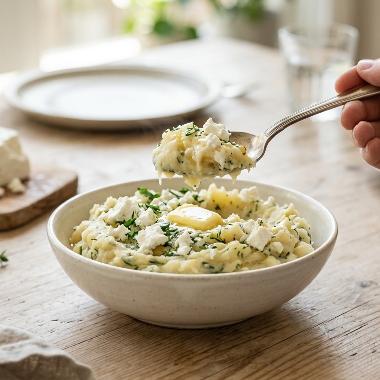 Aardappelpuree met feta