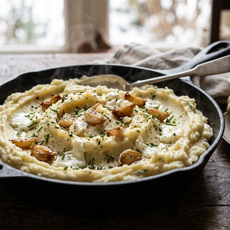 Aardappelpuree met knoflook