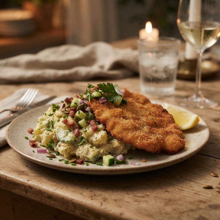 Aardappelsalade met schnitzel