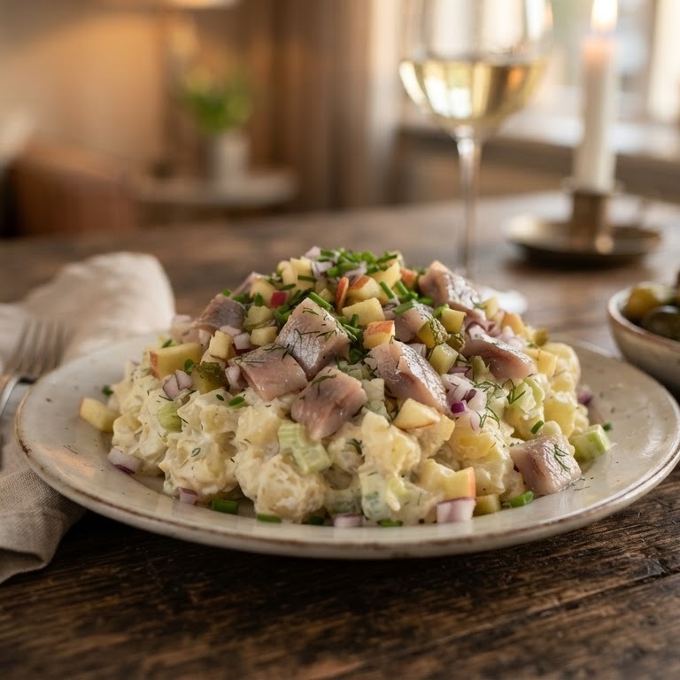 Aardappelsalade met zure haring
