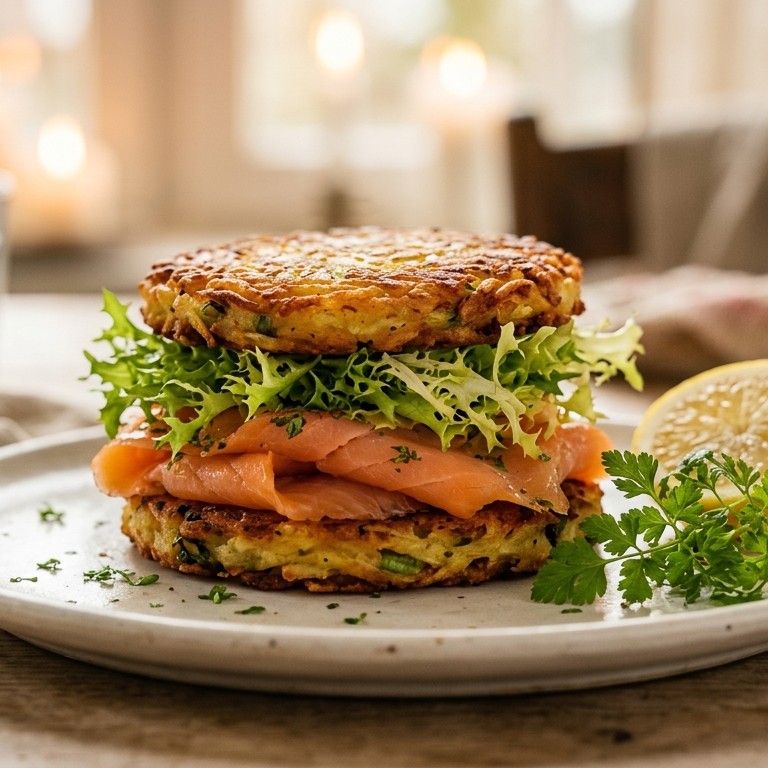 Aardappelsandwich met zalm