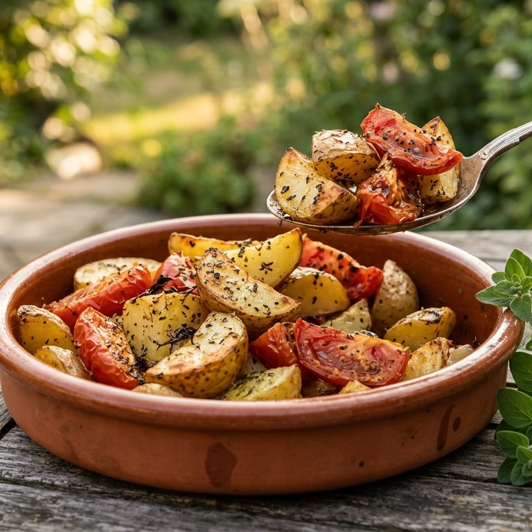 Aardappeltjes met tomaten uit de oven