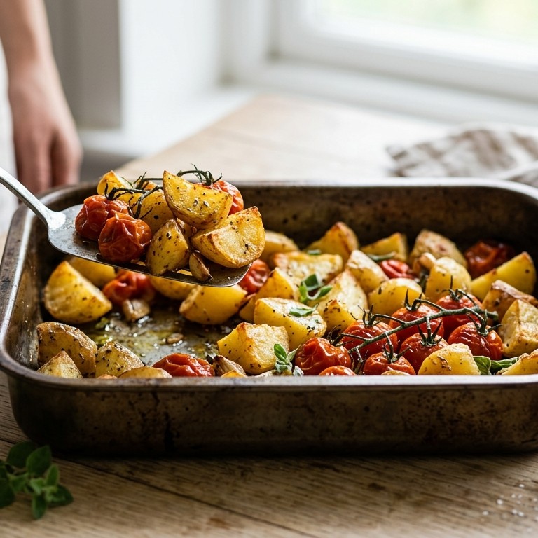 Aardappeltjes met trostomaten uit de oven