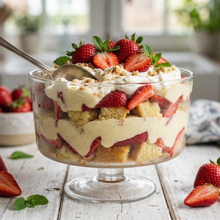 Aardbei-vanilletrifle