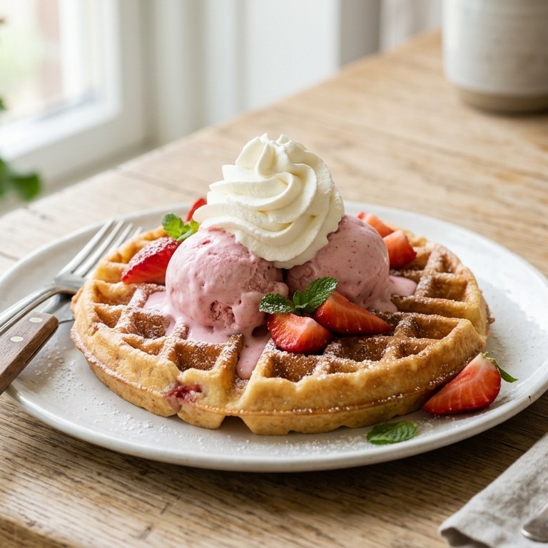 Aardbei wafel