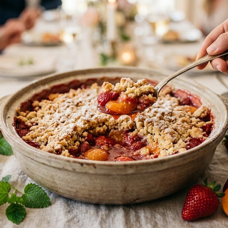 Aardbeien-abrikozencrumble voor buffet