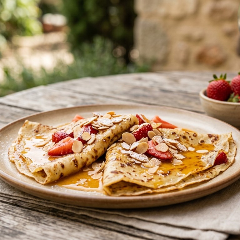 Aardbeien- amandelcrêpes