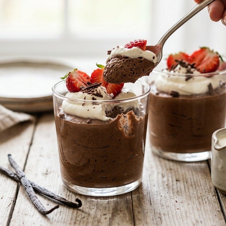 Aardbeien-chocolade mousse