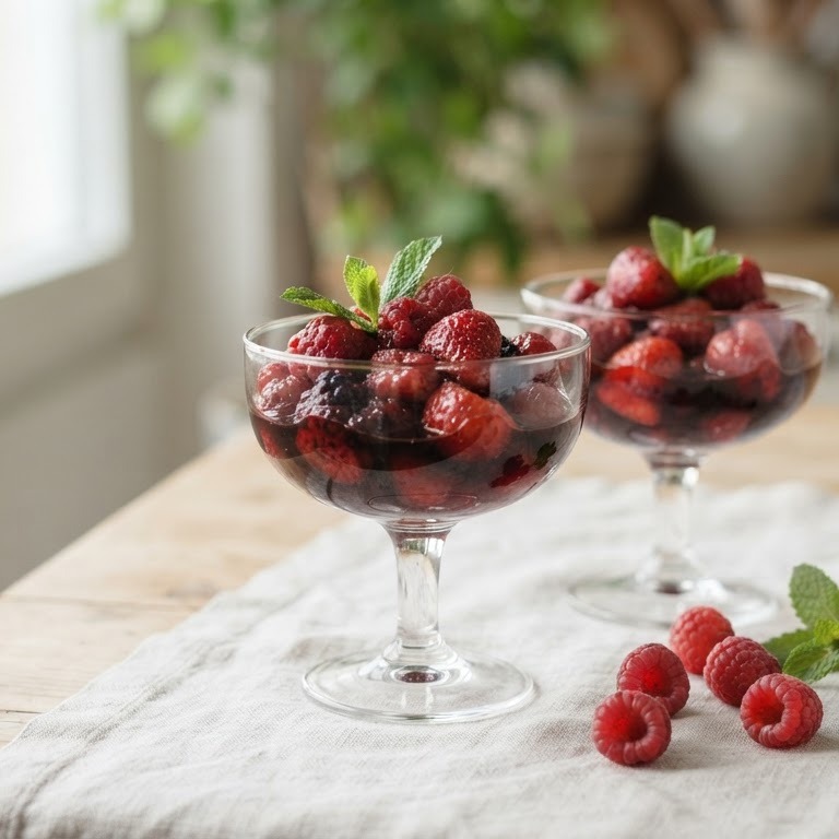 Aardbeien frambozen dessert