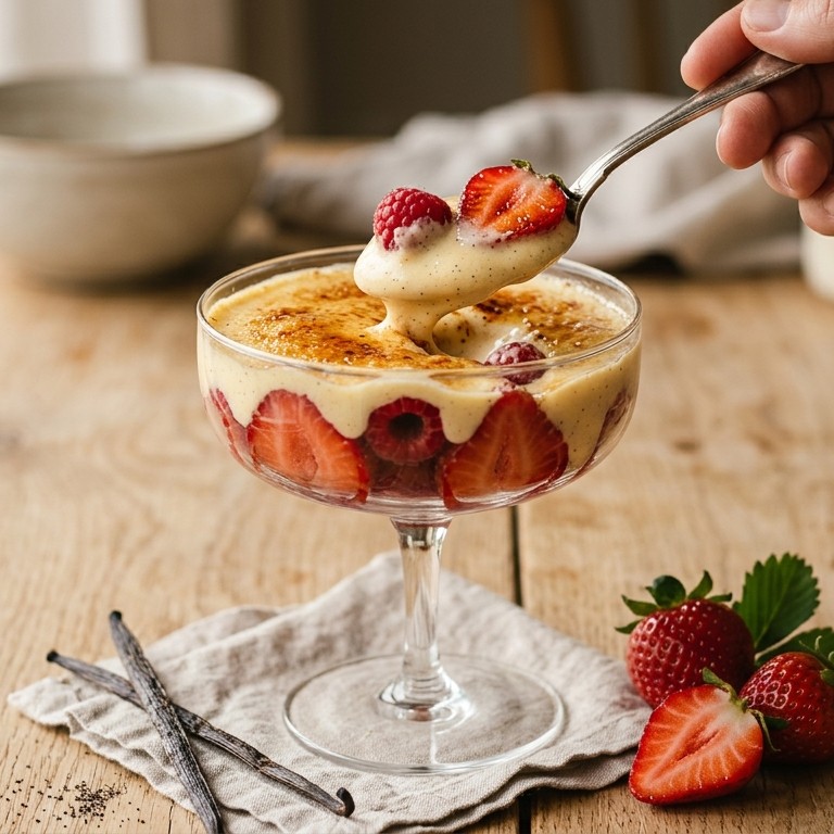 Aardbeien-frambozendessert