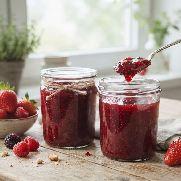Aardbeien-frambozenjam