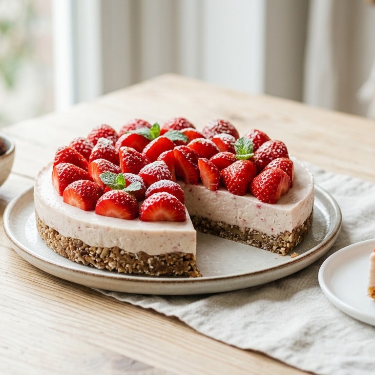 Aardbeien kwarktaartje