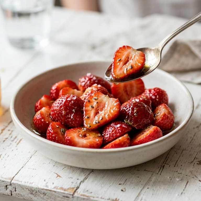 Aardbeien met honingsaus