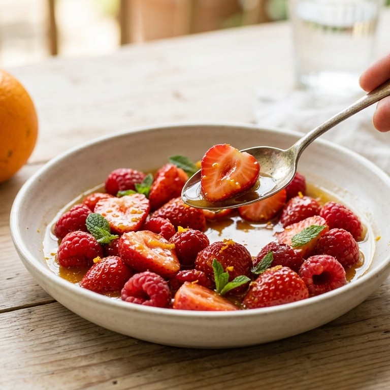 Aardbeien met honingsaus
